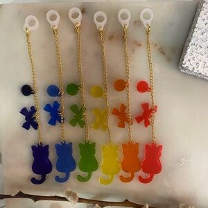 Rainbow kitty, Stanley cup charm w/straw silicon,epoxy, party favors.